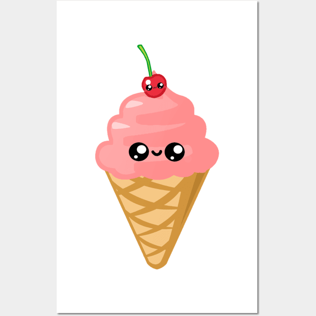 Kawaii Ice Cream Cone Wall Art by SolarCrush